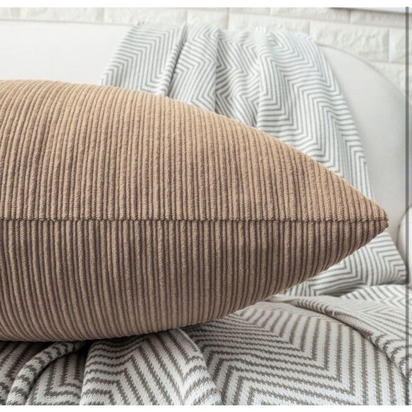 2- Taupe Decorative Throw Pillow Covers 20x20in Button Detail Boho Country - Picture 4 of 5